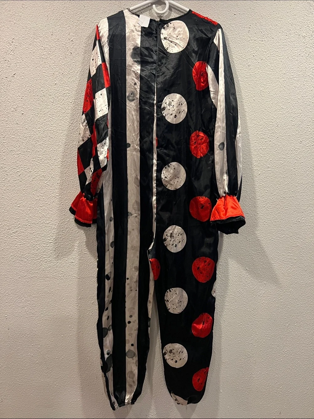 Scary Clown Jumpsuit Costume in Black, White & Red